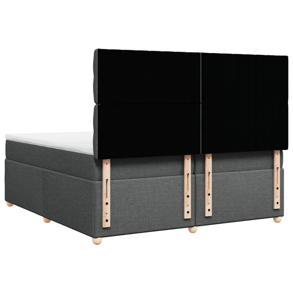 Κρεβάτι Boxspring με Στρώμα Σκούρο Γκρι 200x200 εκ. Υφασμάτινο - Pakobazaar