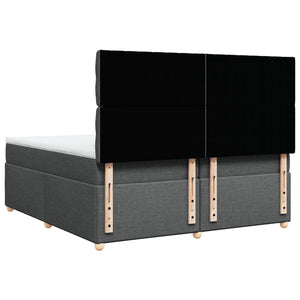 Κρεβάτι Boxspring με Στρώμα Σκούρο Γκρι 200x200 εκ. Υφασμάτινο - Pakobazaar