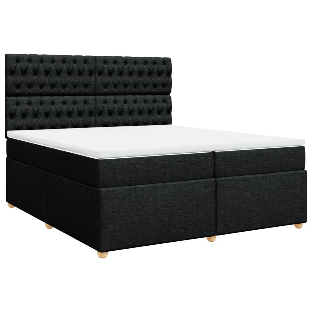 Κρεβάτι Boxspring με Στρώμα Μαύρο 200x200 εκ. Υφασμάτινο - Pakobazaar