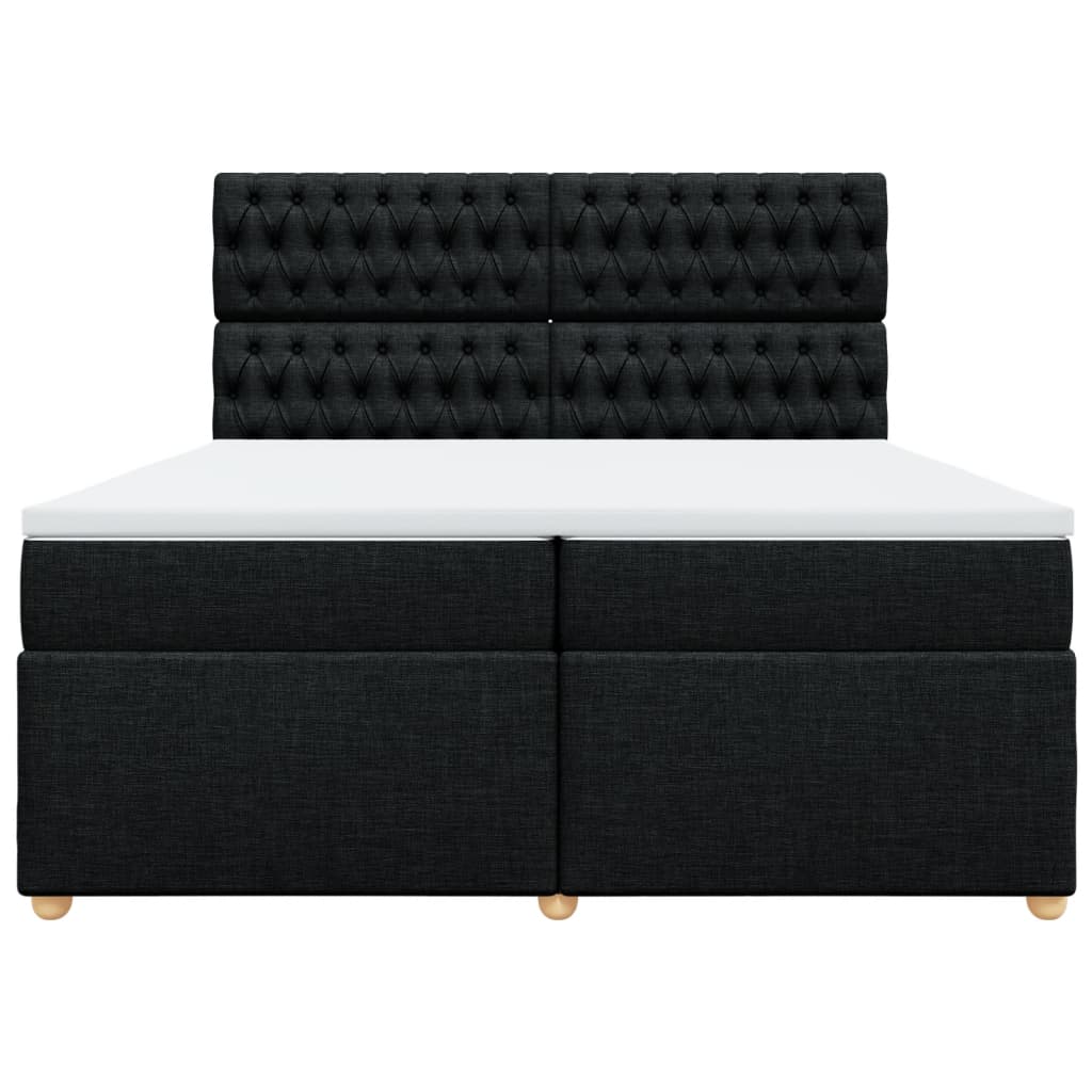 Κρεβάτι Boxspring με Στρώμα Μαύρο 200x200 εκ. Υφασμάτινο - Pakobazaar