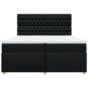 Κρεβάτι Boxspring με Στρώμα Μαύρο 200x200 εκ. Υφασμάτινο - Pakobazaar