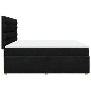 Κρεβάτι Boxspring με Στρώμα Μαύρο 200x200 εκ. Υφασμάτινο - Pakobazaar