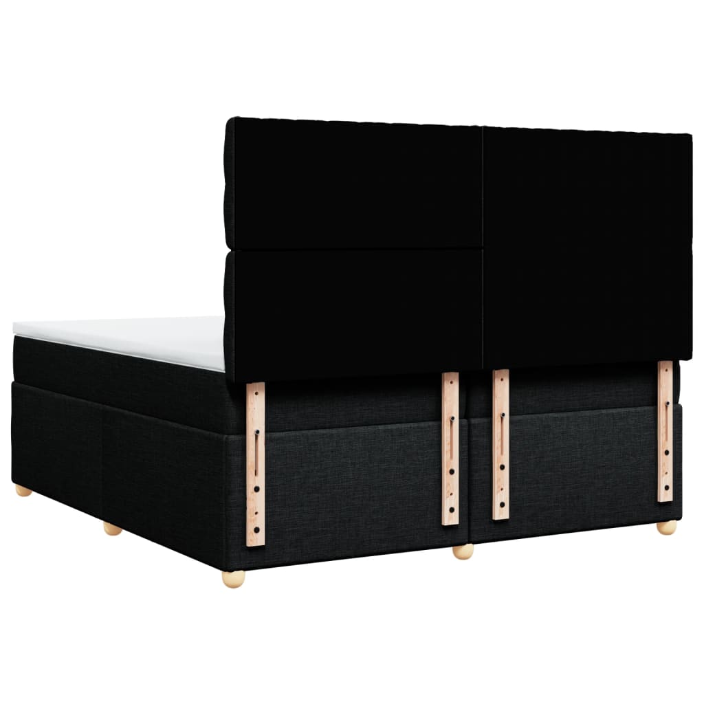 Κρεβάτι Boxspring με Στρώμα Μαύρο 200x200 εκ. Υφασμάτινο - Pakobazaar