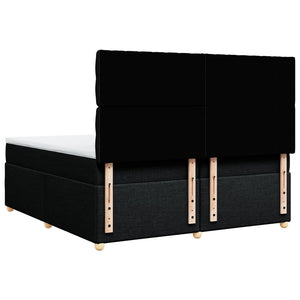 Κρεβάτι Boxspring με Στρώμα Μαύρο 200x200 εκ. Υφασμάτινο - Pakobazaar