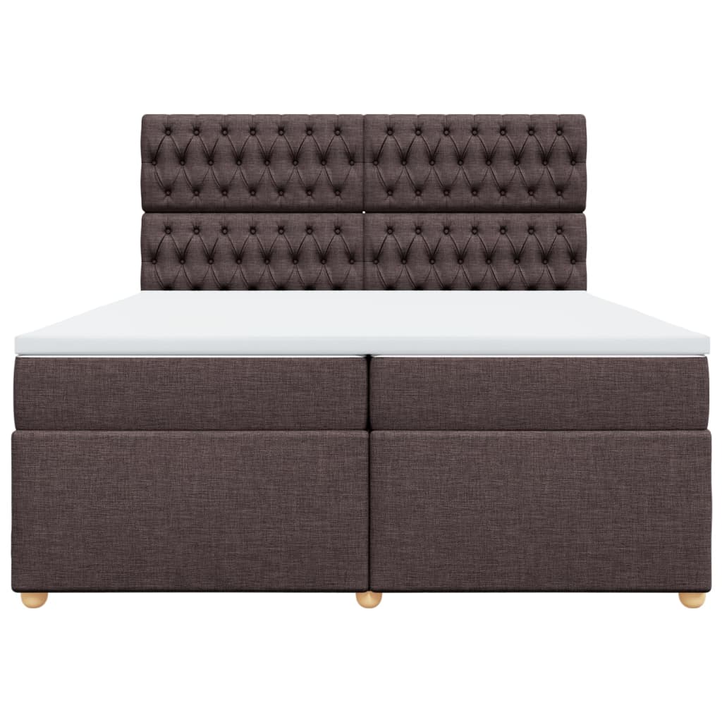 Κρεβάτι Boxspring με Στρώμα Σκούρο Καφέ 200x200 εκ. Υφασμάτινο - Pakobazaar