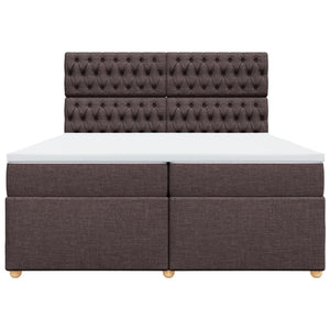 Κρεβάτι Boxspring με Στρώμα Σκούρο Καφέ 200x200 εκ. Υφασμάτινο - Pakobazaar