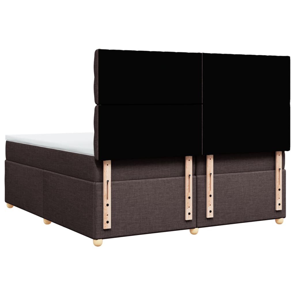 Κρεβάτι Boxspring με Στρώμα Σκούρο Καφέ 200x200 εκ. Υφασμάτινο - Pakobazaar