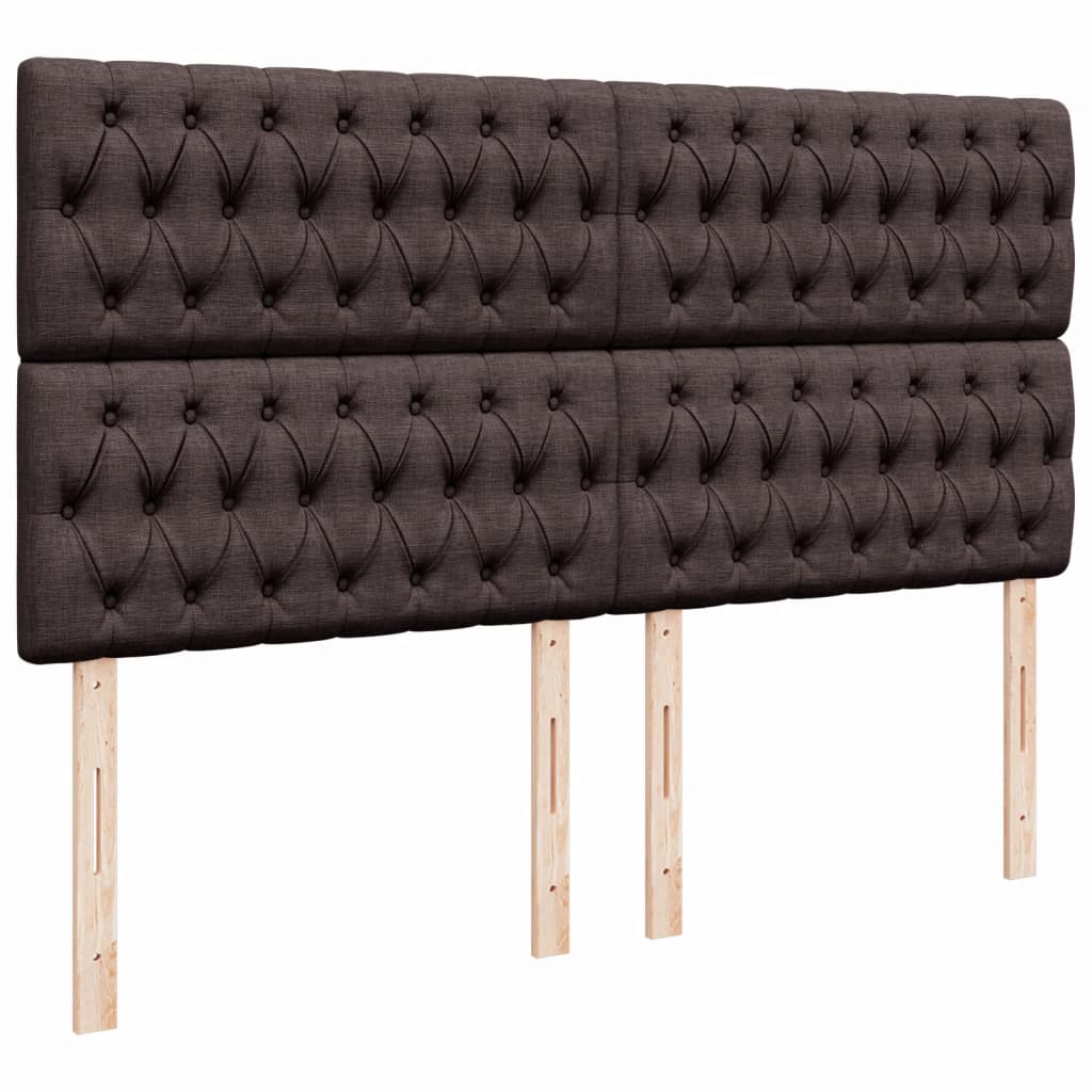 Κρεβάτι Boxspring με Στρώμα Σκούρο Καφέ 200x200 εκ. Υφασμάτινο - Pakobazaar