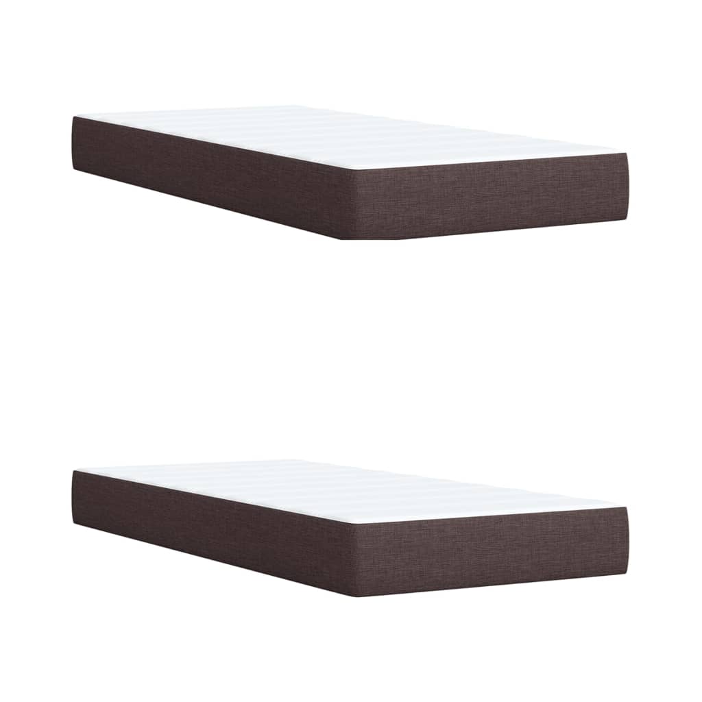 Κρεβάτι Boxspring με Στρώμα Σκούρο Καφέ 200x200 εκ. Υφασμάτινο - Pakobazaar