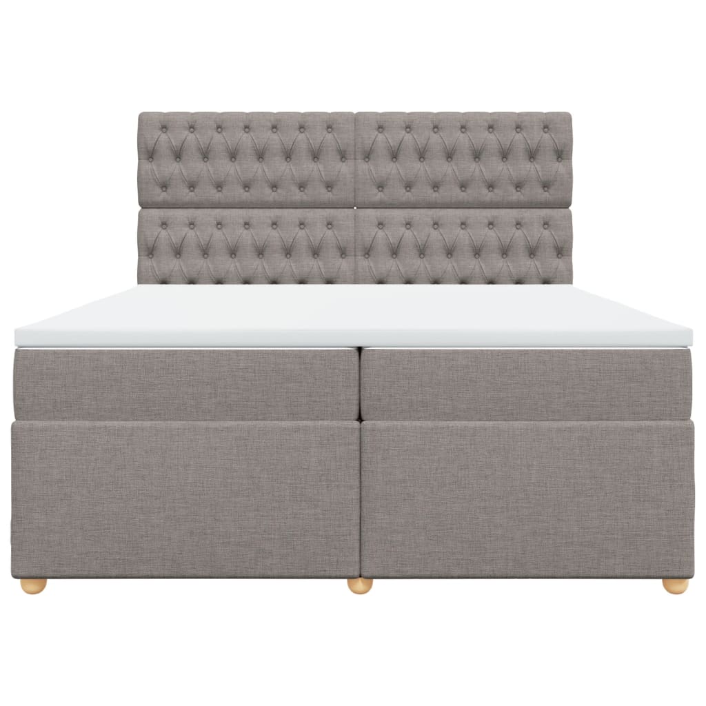 Κρεβάτι Boxspring με Στρώμα Taupe 200x200 εκ. Υφασμάτινο