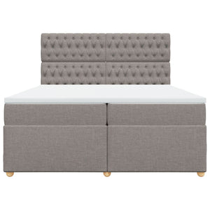 Κρεβάτι Boxspring με Στρώμα Taupe 200x200 εκ. Υφασμάτινο - Pakobazaar
