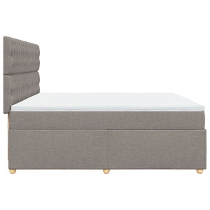 Κρεβάτι Boxspring με Στρώμα Taupe 200x200 εκ. Υφασμάτινο - Pakobazaar