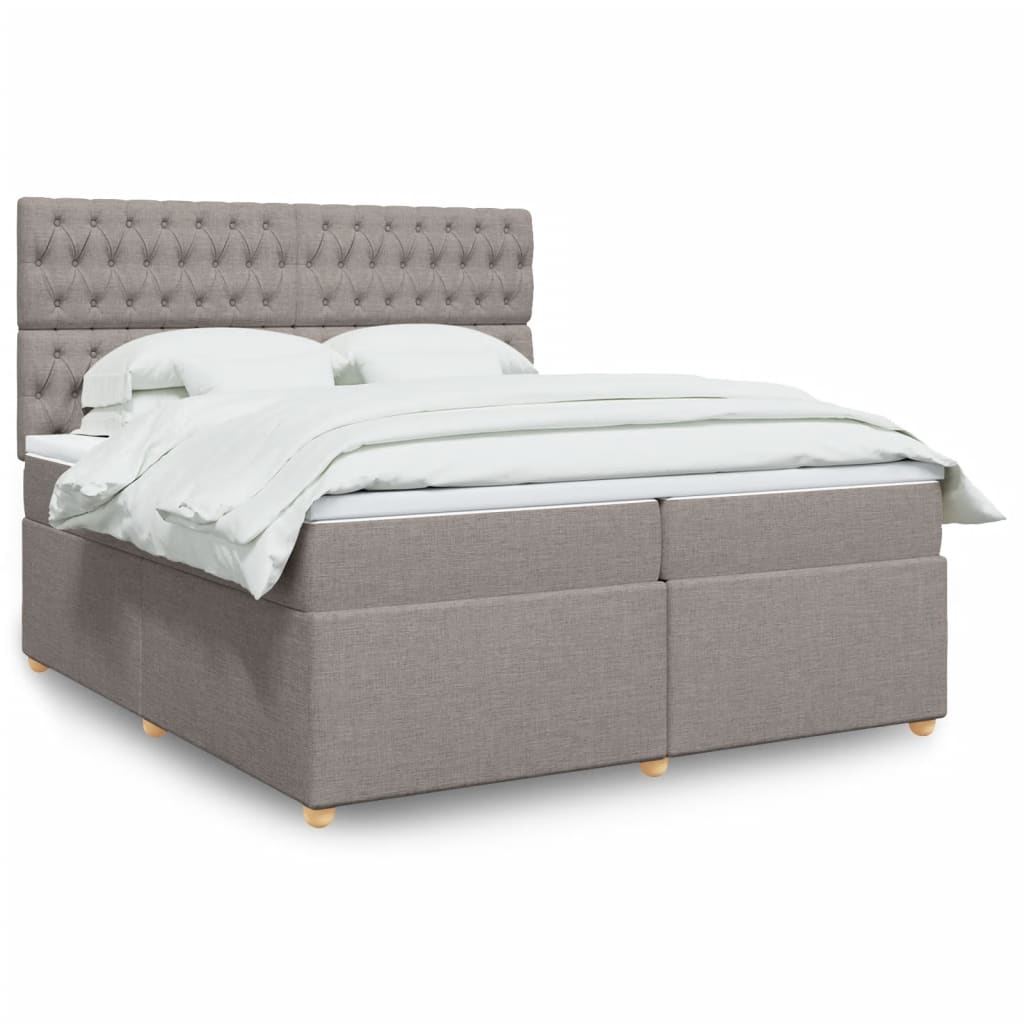 Κρεβάτι Boxspring με Στρώμα Taupe 200x200 εκ. Υφασμάτινο