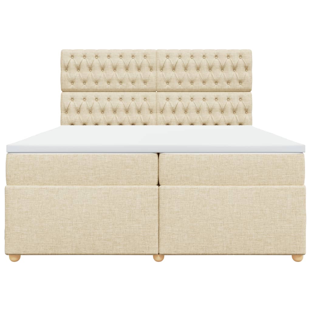 Κρεβάτι Boxspring με Στρώμα Κρεμ 200x200 εκ. Υφασμάτινο