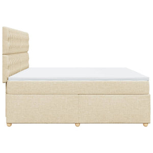 Κρεβάτι Boxspring με Στρώμα Κρεμ 200x200 εκ. Υφασμάτινο