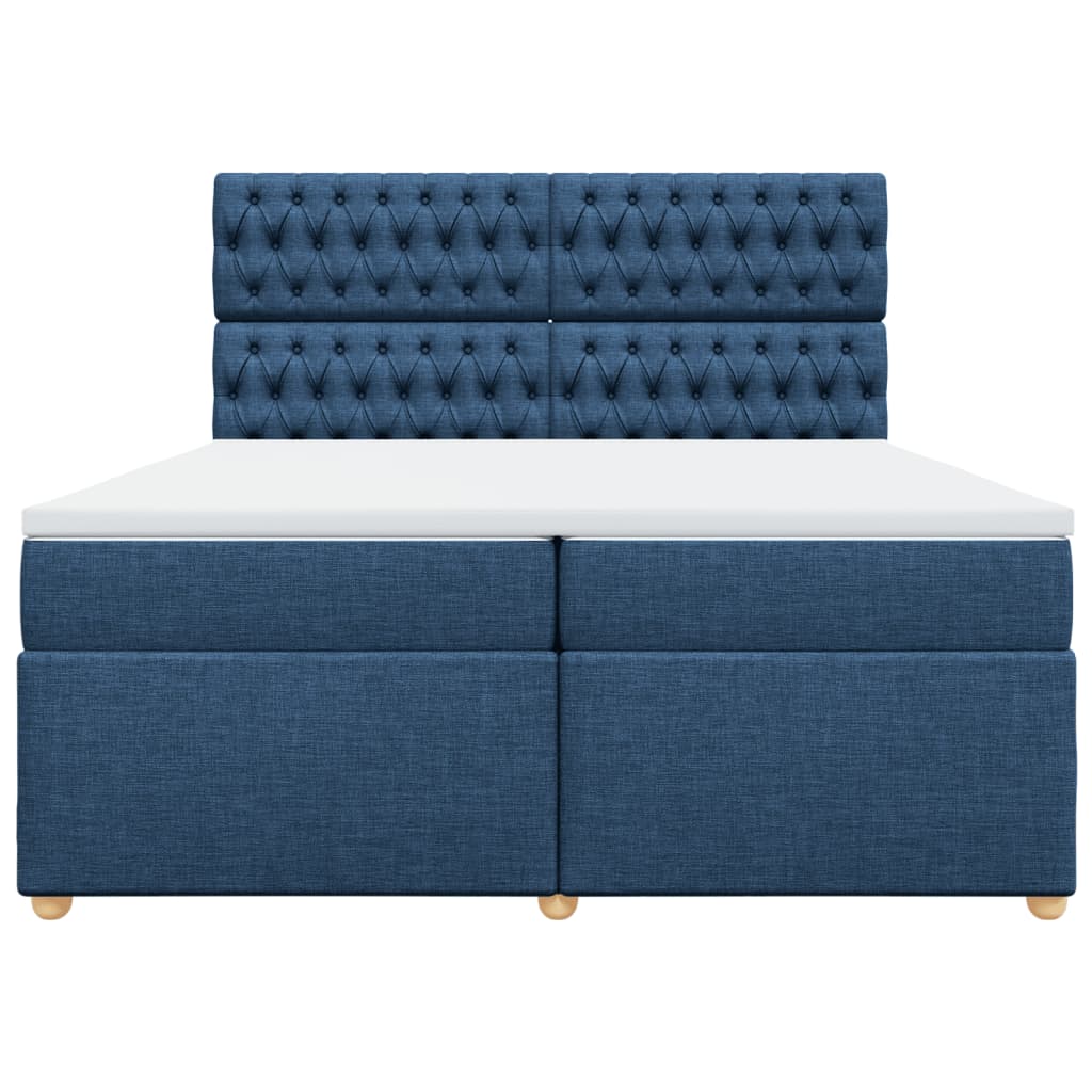 Κρεβάτι Boxspring με Στρώμα Μπλε 200x200 εκ. Υφασμάτινο