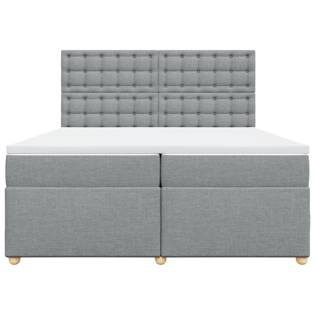 Κρεβάτι Boxspring με Στρώμα Ανοιχτό Γκρι 200x200 εκ. Υφασμάτινο - Pakobazaar