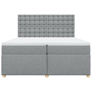 Κρεβάτι Boxspring με Στρώμα Ανοιχτό Γκρι 200x200 εκ. Υφασμάτινο - Pakobazaar