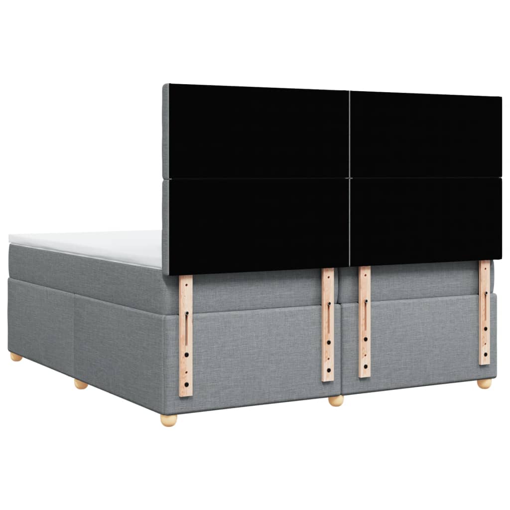 Κρεβάτι Boxspring με Στρώμα Ανοιχτό Γκρι 200x200 εκ. Υφασμάτινο - Pakobazaar