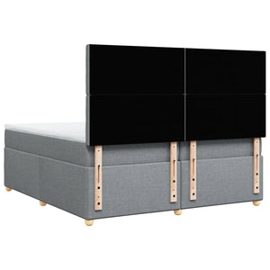 Κρεβάτι Boxspring με Στρώμα Ανοιχτό Γκρι 200x200 εκ. Υφασμάτινο - Pakobazaar