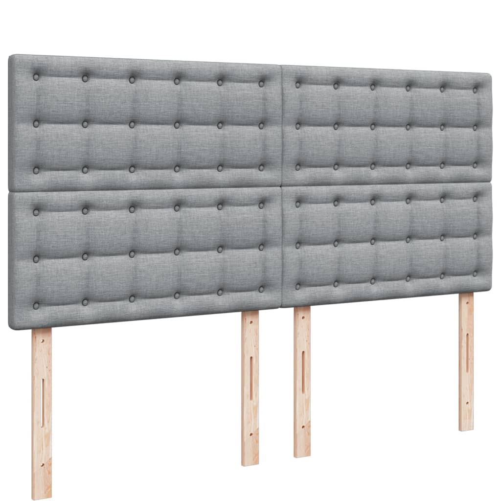 Κρεβάτι Boxspring με Στρώμα Ανοιχτό Γκρι 200x200 εκ. Υφασμάτινο - Pakobazaar