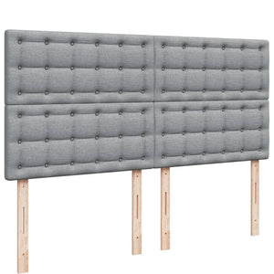 Κρεβάτι Boxspring με Στρώμα Ανοιχτό Γκρι 200x200 εκ. Υφασμάτινο - Pakobazaar