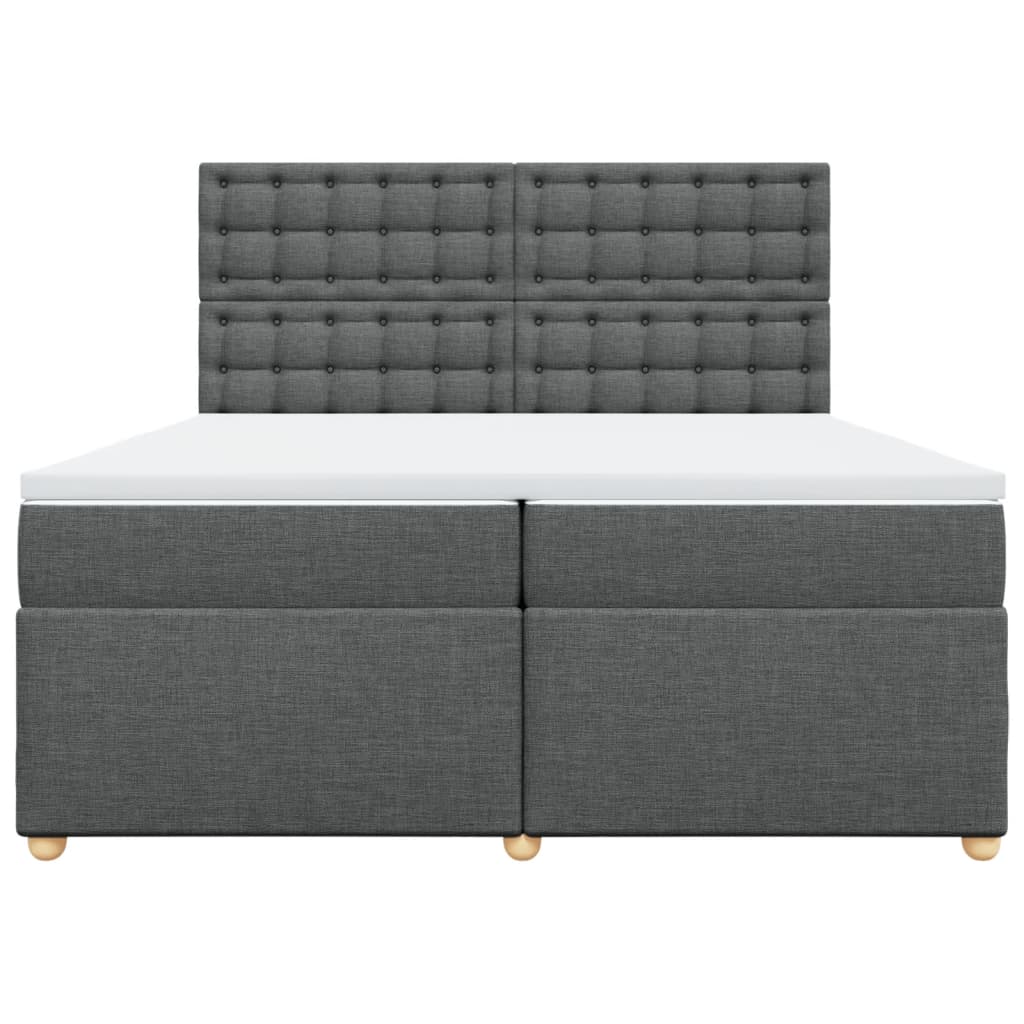 Κρεβάτι Boxspring με Στρώμα Σκούρο Γκρι 200x200 εκ. Υφασμάτινο - Pakobazaar