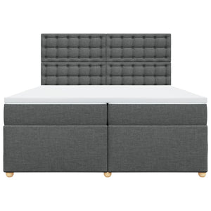 Κρεβάτι Boxspring με Στρώμα Σκούρο Γκρι 200x200 εκ. Υφασμάτινο - Pakobazaar