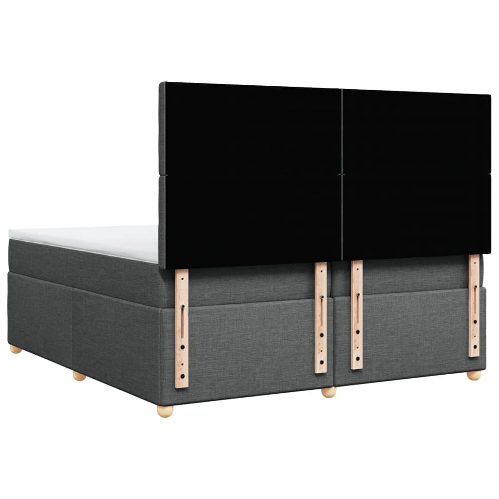 Κρεβάτι Boxspring με Στρώμα Σκούρο Γκρι 200x200 εκ. Υφασμάτινο - Pakobazaar