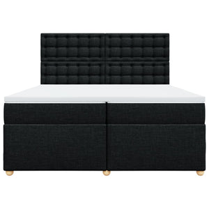 Κρεβάτι Boxspring με Στρώμα Μαύρο 200x200 εκ. Υφασμάτινο - Pakobazaar