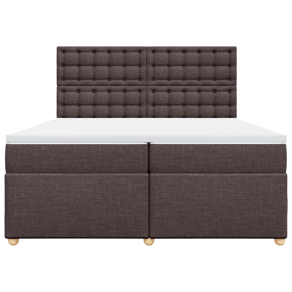 Κρεβάτι Boxspring με Στρώμα Σκούρο Καφέ 200x200 εκ. Υφασμάτινο - Pakobazaar