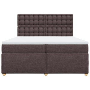 Κρεβάτι Boxspring με Στρώμα Σκούρο Καφέ 200x200 εκ. Υφασμάτινο - Pakobazaar