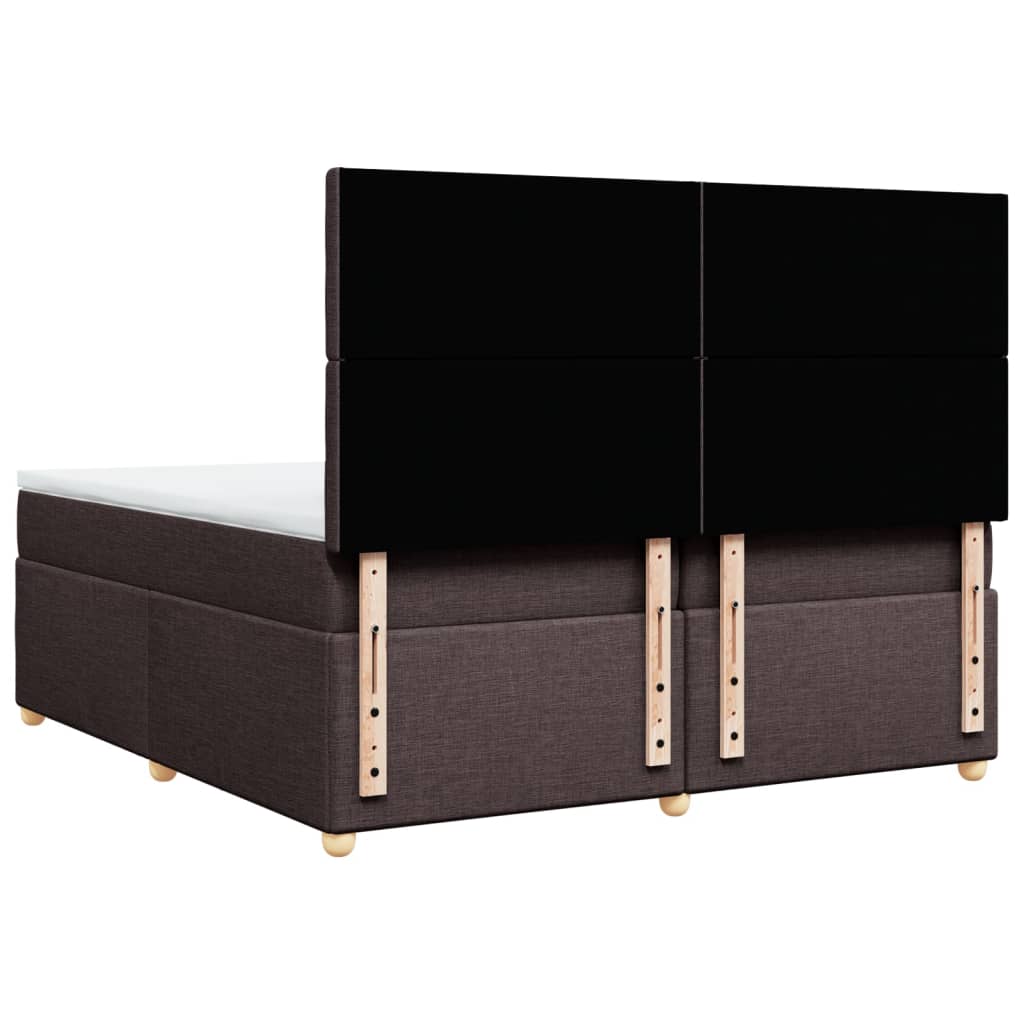 Κρεβάτι Boxspring με Στρώμα Σκούρο Καφέ 200x200 εκ. Υφασμάτινο - Pakobazaar