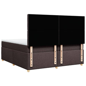 Κρεβάτι Boxspring με Στρώμα Σκούρο Καφέ 200x200 εκ. Υφασμάτινο - Pakobazaar