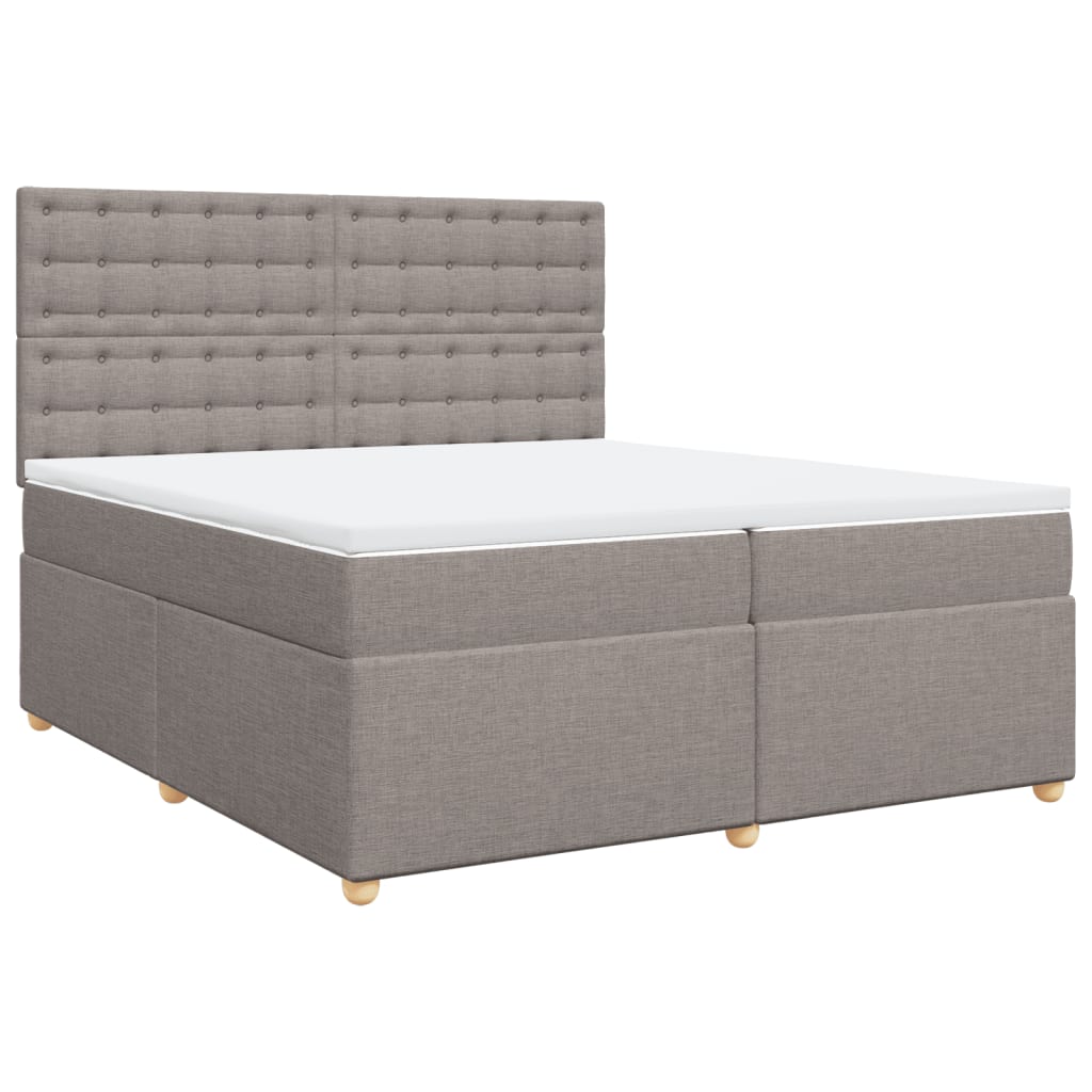 Κρεβάτι Boxspring με Στρώμα Taupe 200x200 εκ. Υφασμάτινο
