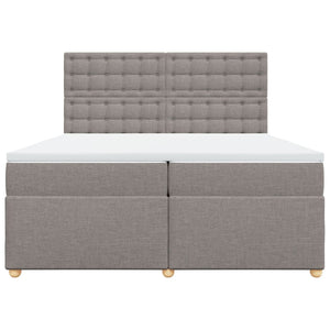 Κρεβάτι Boxspring με Στρώμα Taupe 200x200 εκ. Υφασμάτινο - Pakobazaar