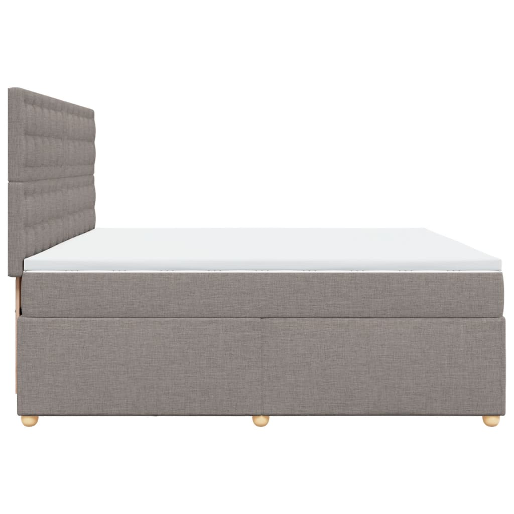 Κρεβάτι Boxspring με Στρώμα Taupe 200x200 εκ. Υφασμάτινο