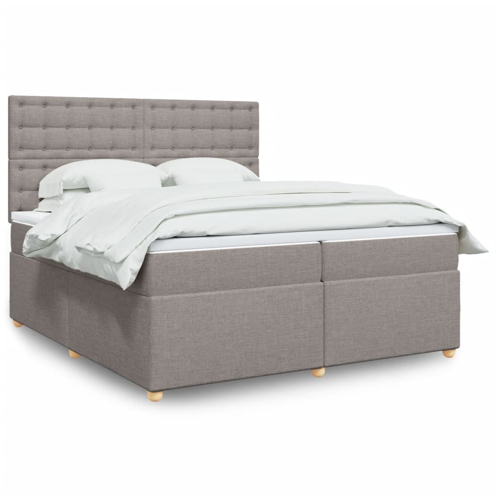 Κρεβάτι Boxspring με Στρώμα Taupe 200x200 εκ. Υφασμάτινο
