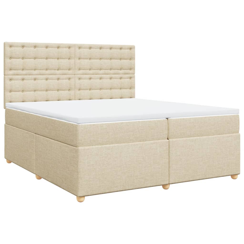 Κρεβάτι Boxspring με Στρώμα Κρεμ 200x200 εκ. Υφασμάτινο