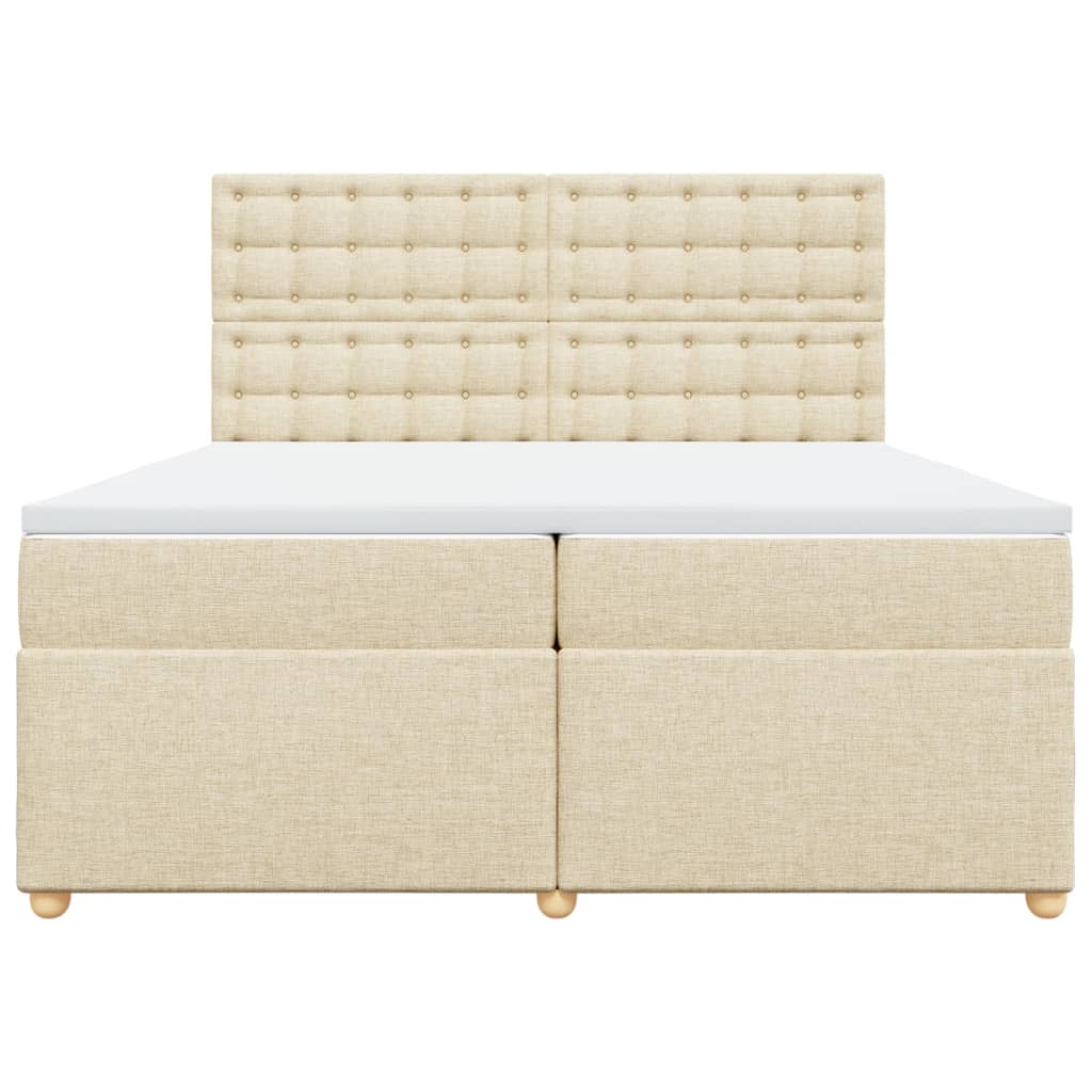 Κρεβάτι Boxspring με Στρώμα Κρεμ 200x200 εκ. Υφασμάτινο