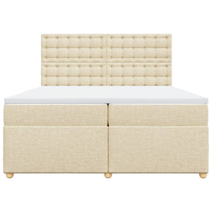 Κρεβάτι Boxspring με Στρώμα Κρεμ 200x200 εκ. Υφασμάτινο - Pakobazaar