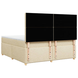 Κρεβάτι Boxspring με Στρώμα Κρεμ 200x200 εκ. Υφασμάτινο - Pakobazaar