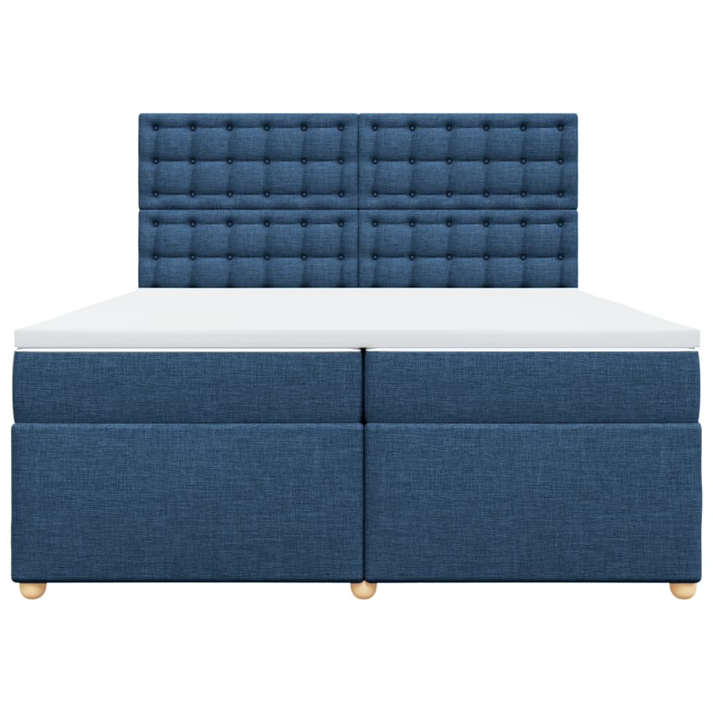 Κρεβάτι Boxspring με Στρώμα Μπλε 200x200 εκ. Υφασμάτινο - Pakobazaar