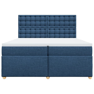Κρεβάτι Boxspring με Στρώμα Μπλε 200x200 εκ. Υφασμάτινο - Pakobazaar