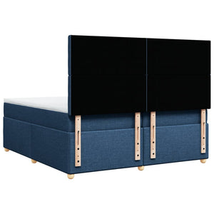 Κρεβάτι Boxspring με Στρώμα Μπλε 200x200 εκ. Υφασμάτινο - Pakobazaar