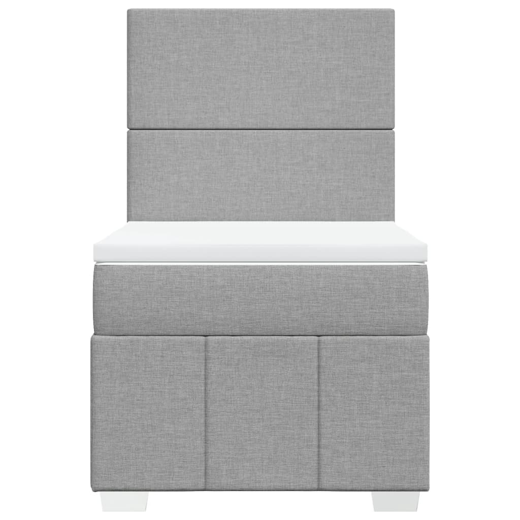 Κρεβάτι Boxspring με Στρώμα Ανοιχτό Γκρι 80x200 εκ. Υφασμάτινο - Pakobazaar