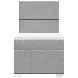 Κρεβάτι Boxspring με Στρώμα Ανοιχτό Γκρι 80x200 εκ. Υφασμάτινο - Pakobazaar