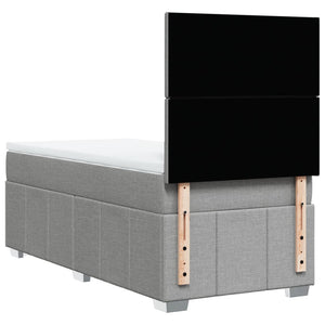 Κρεβάτι Boxspring με Στρώμα Ανοιχτό Γκρι 80x200 εκ. Υφασμάτινο - Pakobazaar