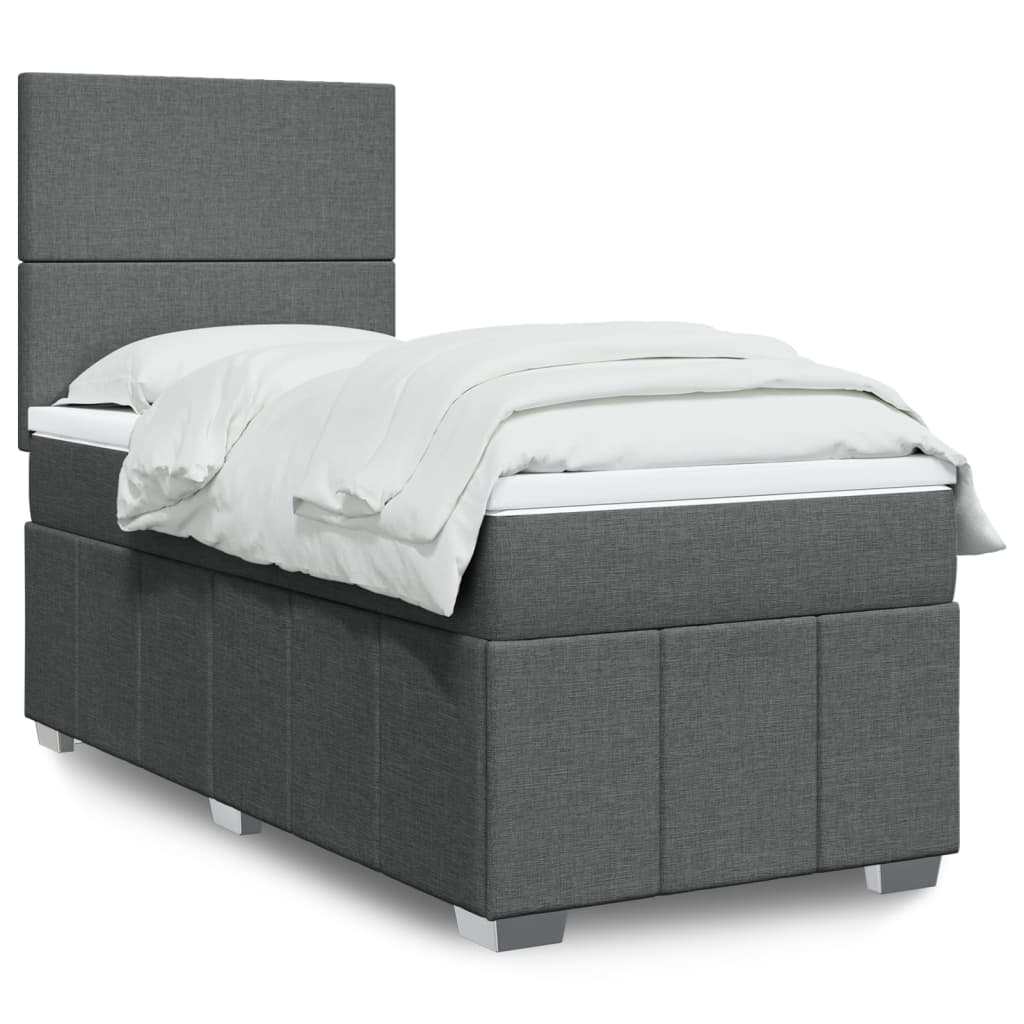 Κρεβάτι Boxspring με Στρώμα Σκούρο Γκρι 80x200 εκ. Υφασμάτινο