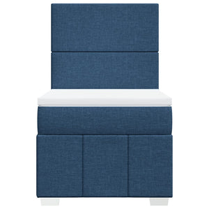 Κρεβάτι Boxspring με Στρώμα Μπλε 80x200 εκ. Υφασμάτινο - Pakobazaar